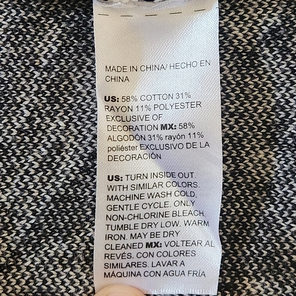 Chico's Women's Textured Tiles Maxi Open Cardigan Black and White Jacquard - Picture 7 of 8